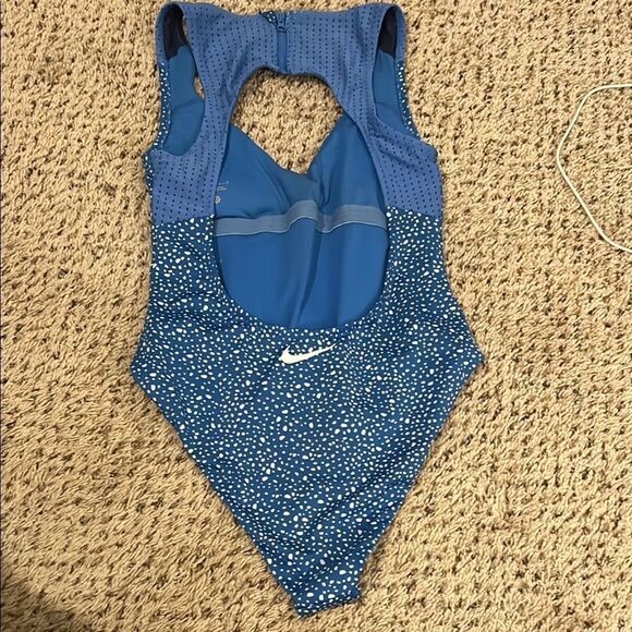 Nike Blue and White Women's Swimsuit  E - Picture 5 of 9